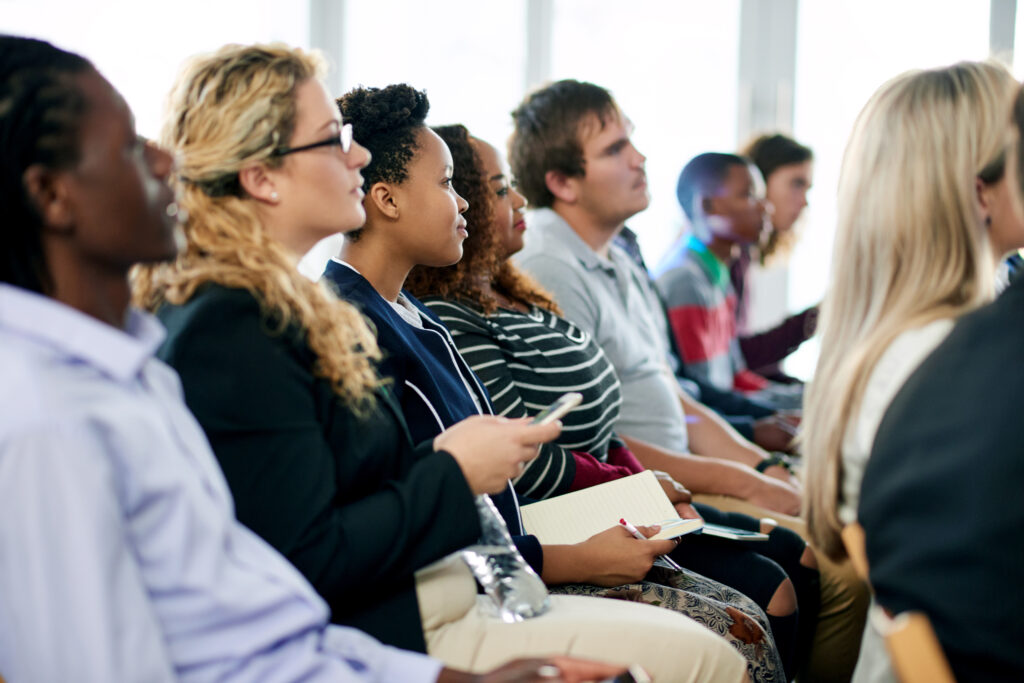 Shot of an audience of businesspeople at a conference