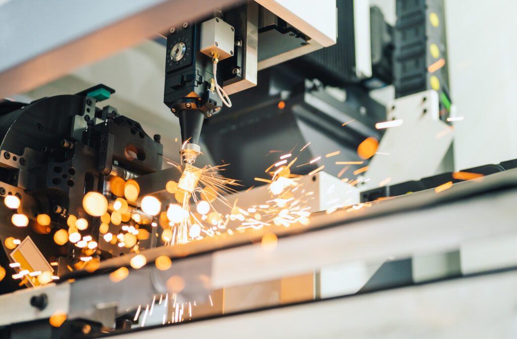 close-up footage of advanced automated machinery performing precise tasks in a high-tech manufacturing environment. industrial automation, smart factory systems, and robotics in large-scale production.